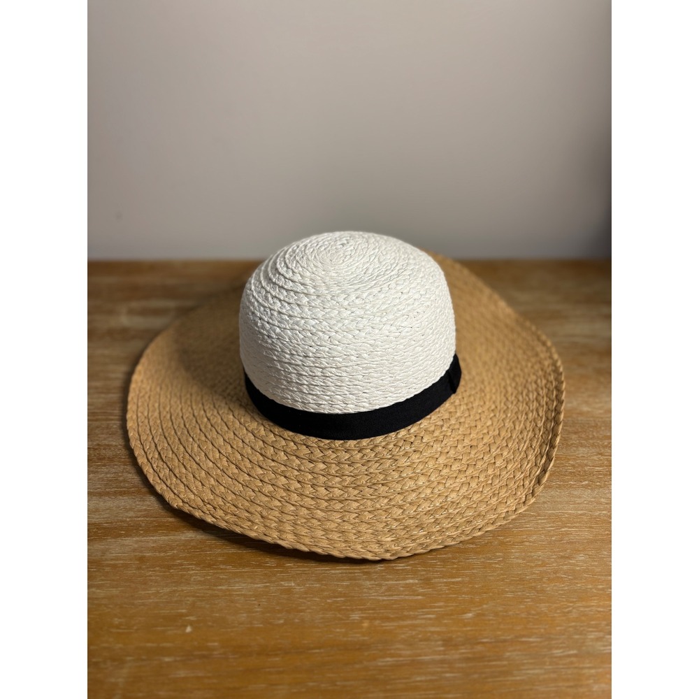 Short Stories Paper Straw Hat Wide Brim Sun‎ Hat Natural Black Band